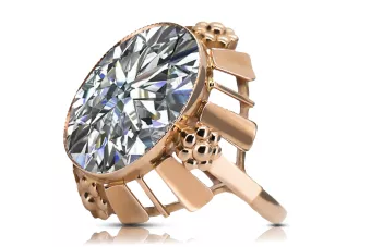 Оригінальне вінтажне рожеве золото 14 карат Циркон Каблучка Вінтаж прикраси vrc043r